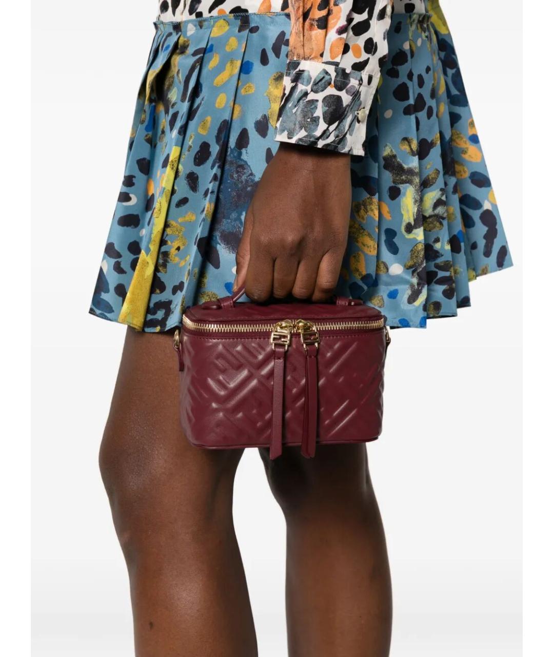 FENDI Бордовая кожаная сумка через плечо, фото 2