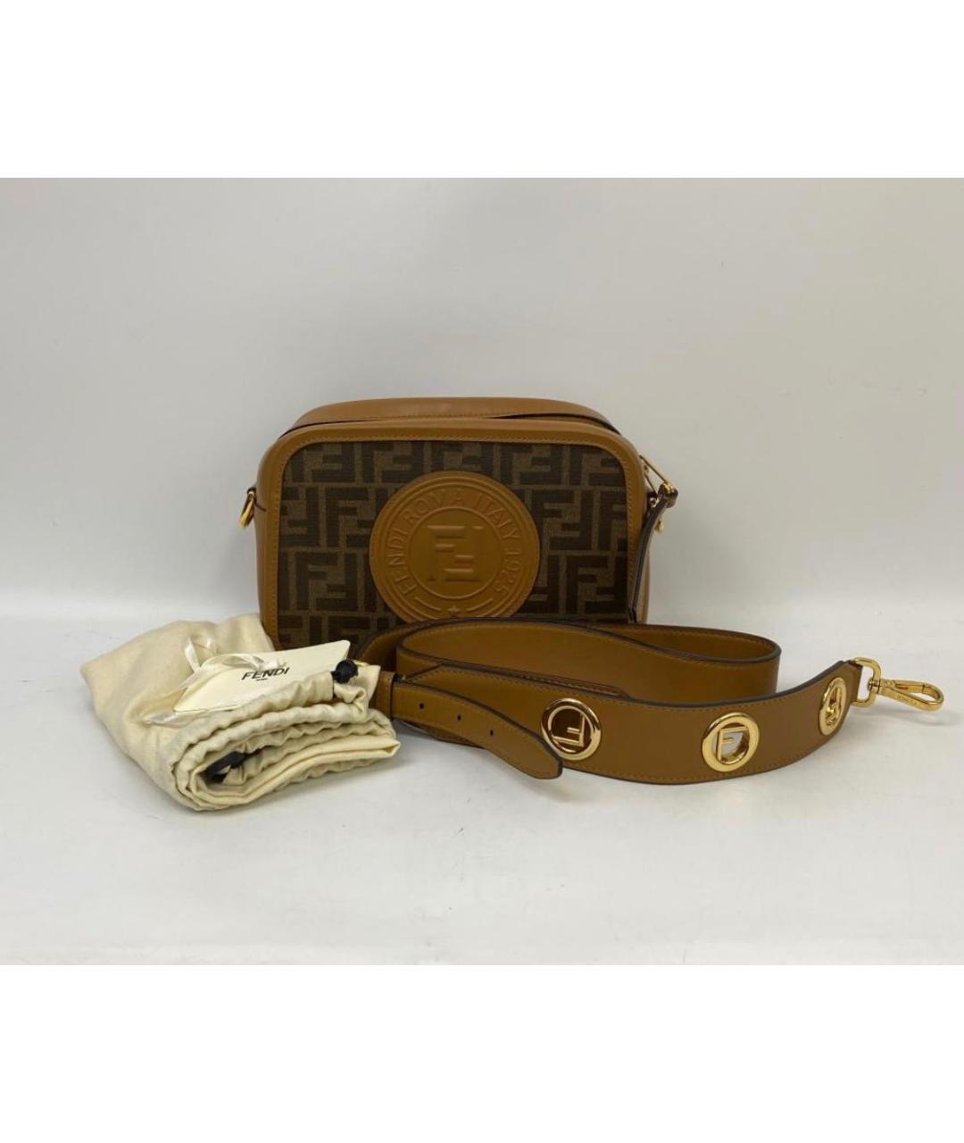 FENDI Коричневая кожаная сумка через плечо, фото 6