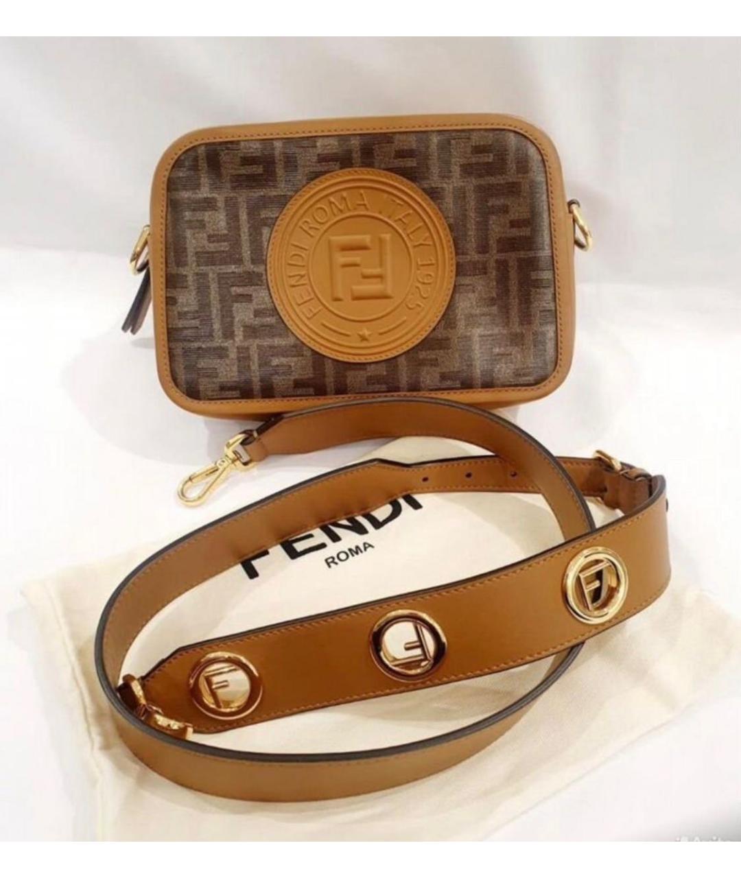 FENDI Коричневая кожаная сумка через плечо, фото 3
