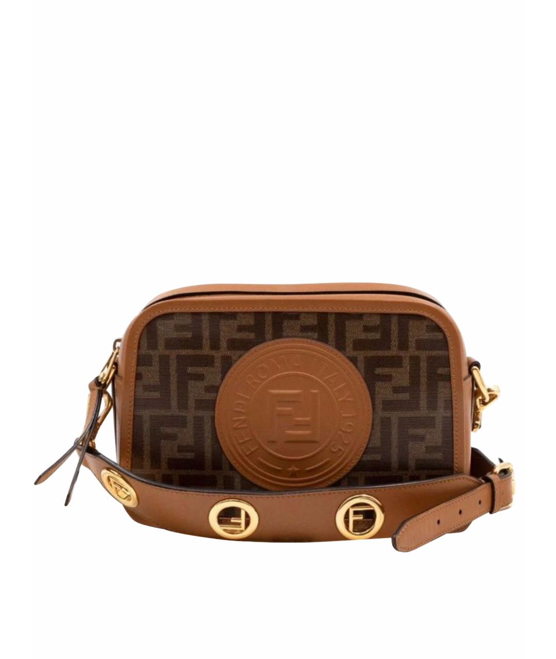 FENDI Коричневая кожаная сумка через плечо, фото 1