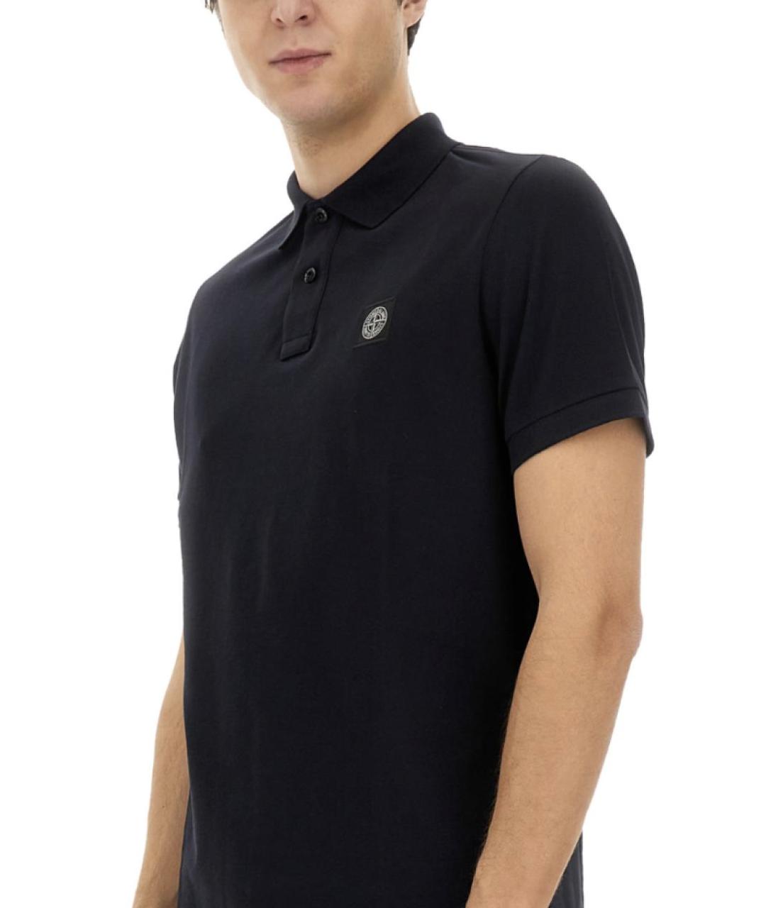 STONE ISLAND Синее хлопковое поло с коротким рукавом, фото 3