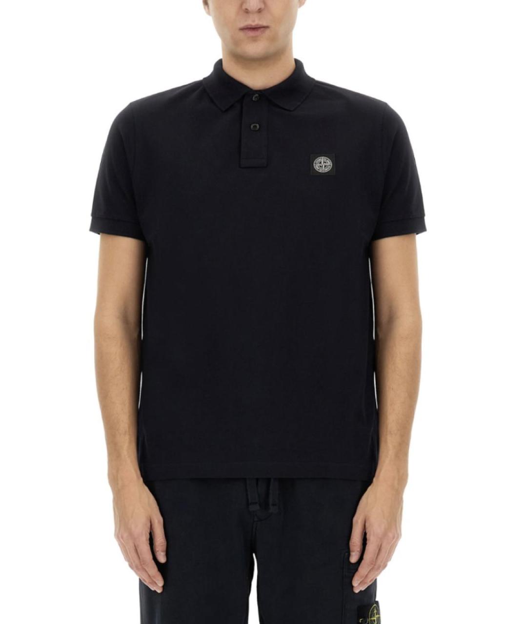 STONE ISLAND Синее хлопковое поло с коротким рукавом, фото 2