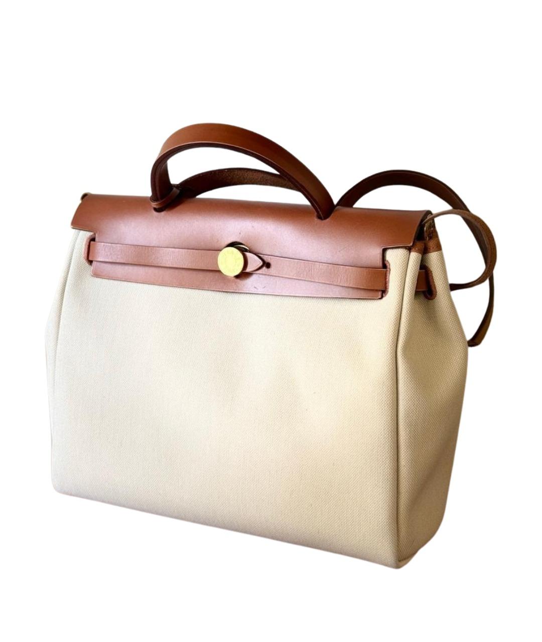 HERMES Бежевая тканевая сумка через плечо, фото 1