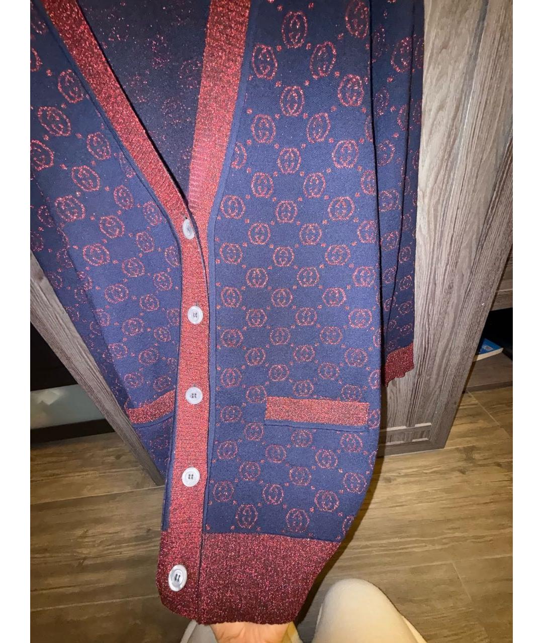 GUCCI Синий шерстяной кардиган, фото 3