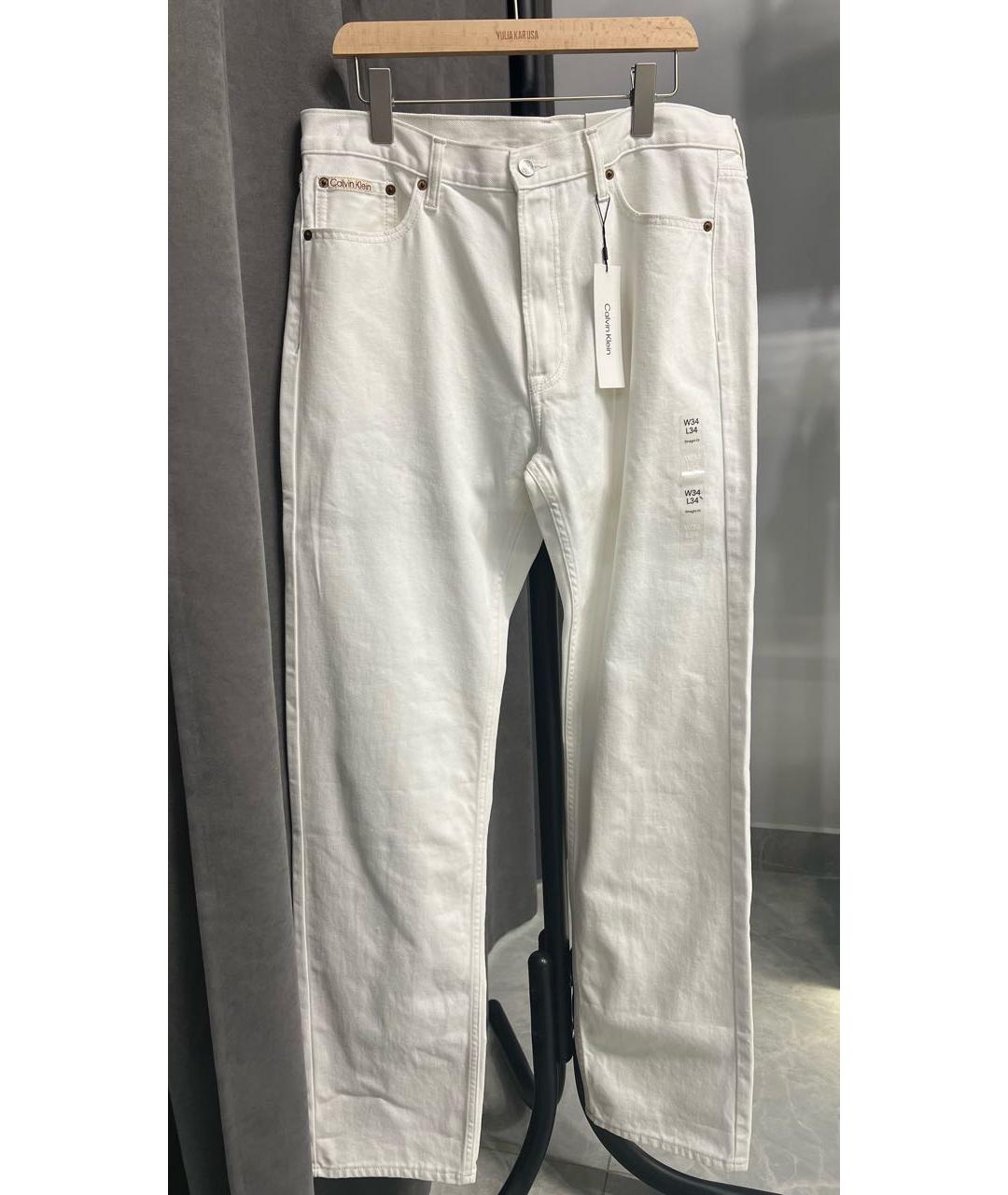 CALVIN KLEIN Белые хлопковые прямые джинсы, фото 7