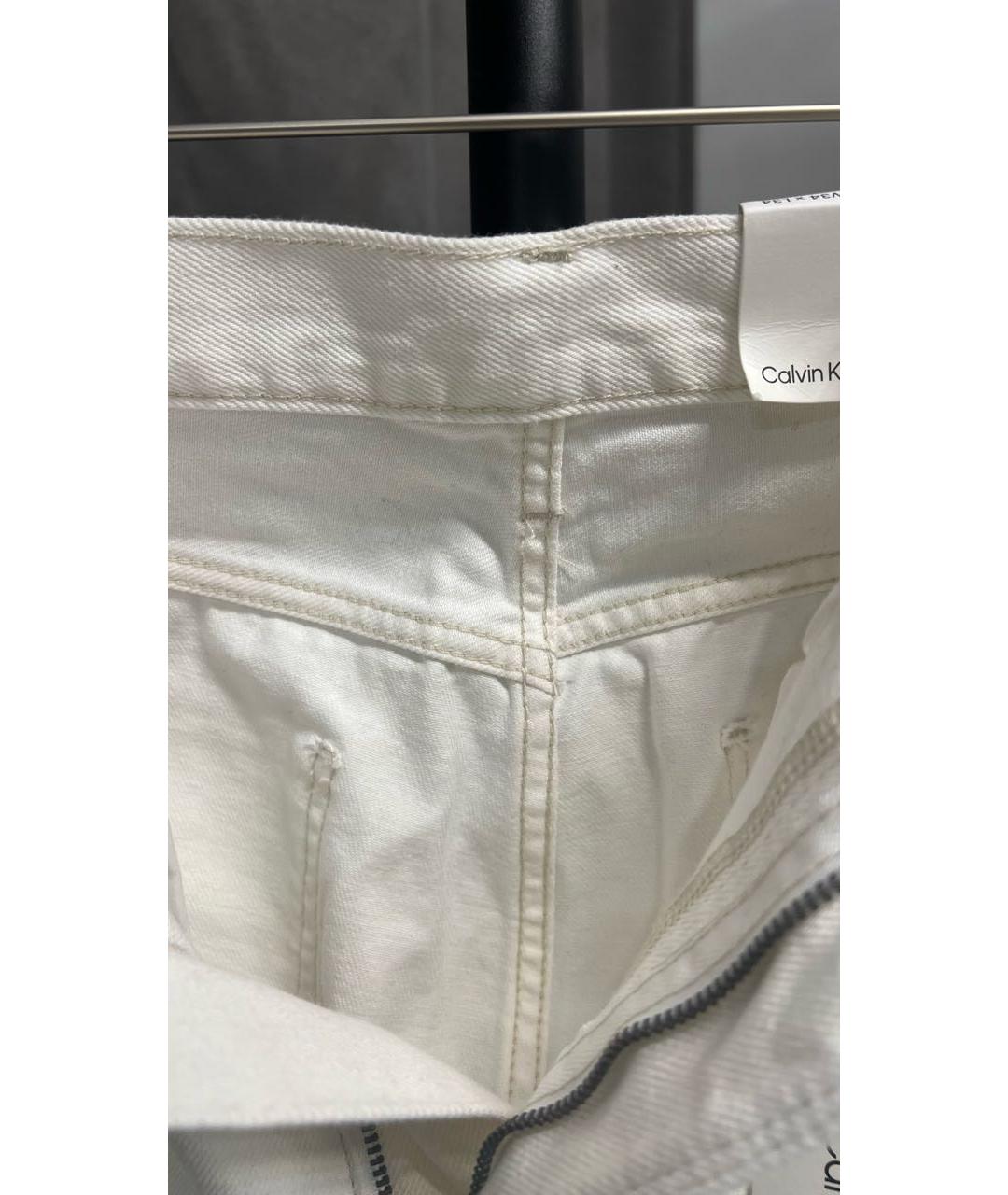 CALVIN KLEIN Белые хлопковые прямые джинсы, фото 3