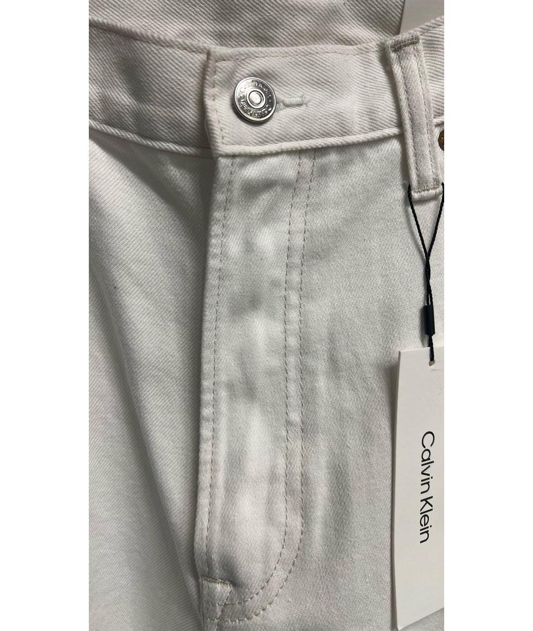 CALVIN KLEIN Белые хлопковые прямые джинсы, фото 4