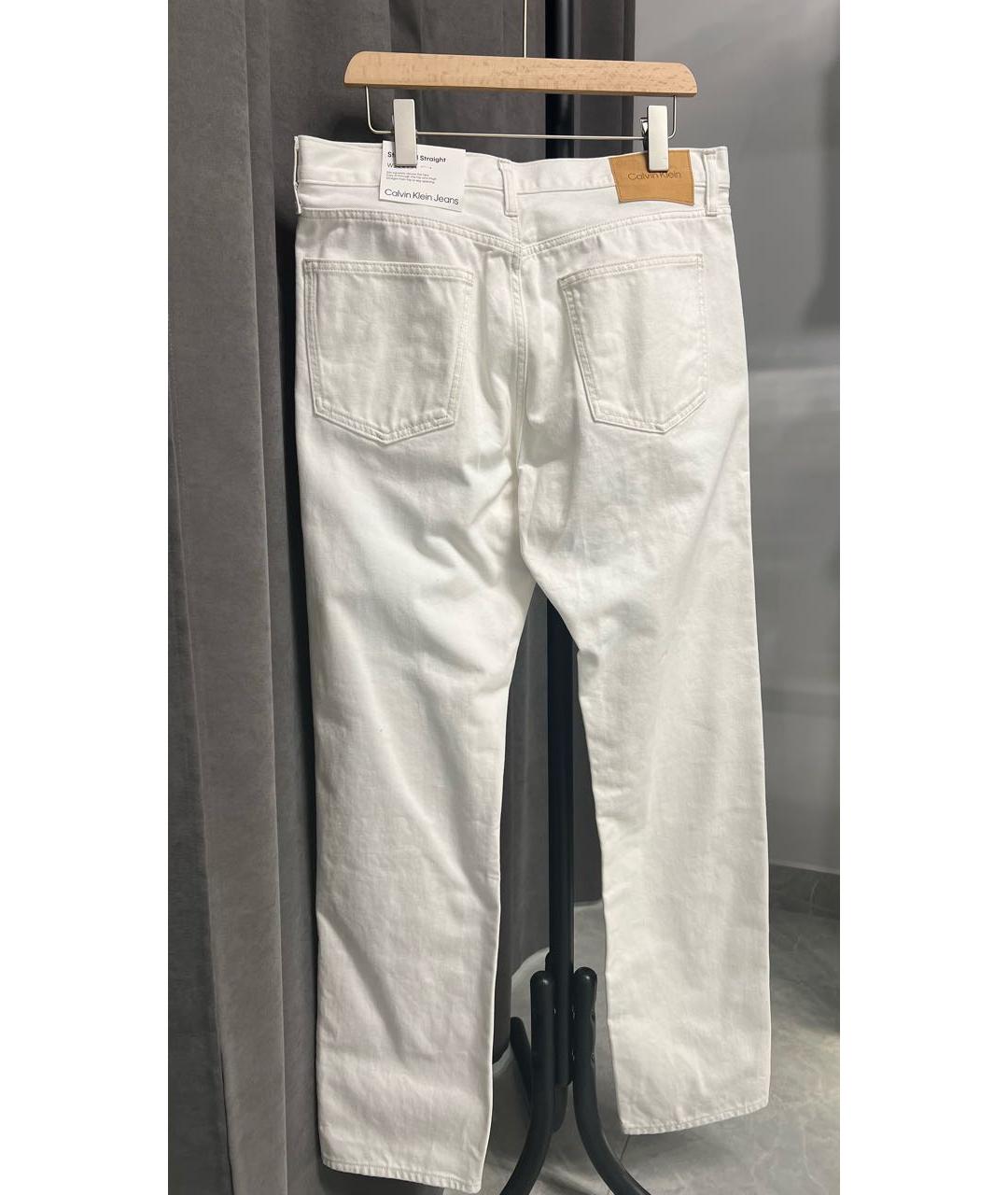 CALVIN KLEIN Белые хлопковые прямые джинсы, фото 2