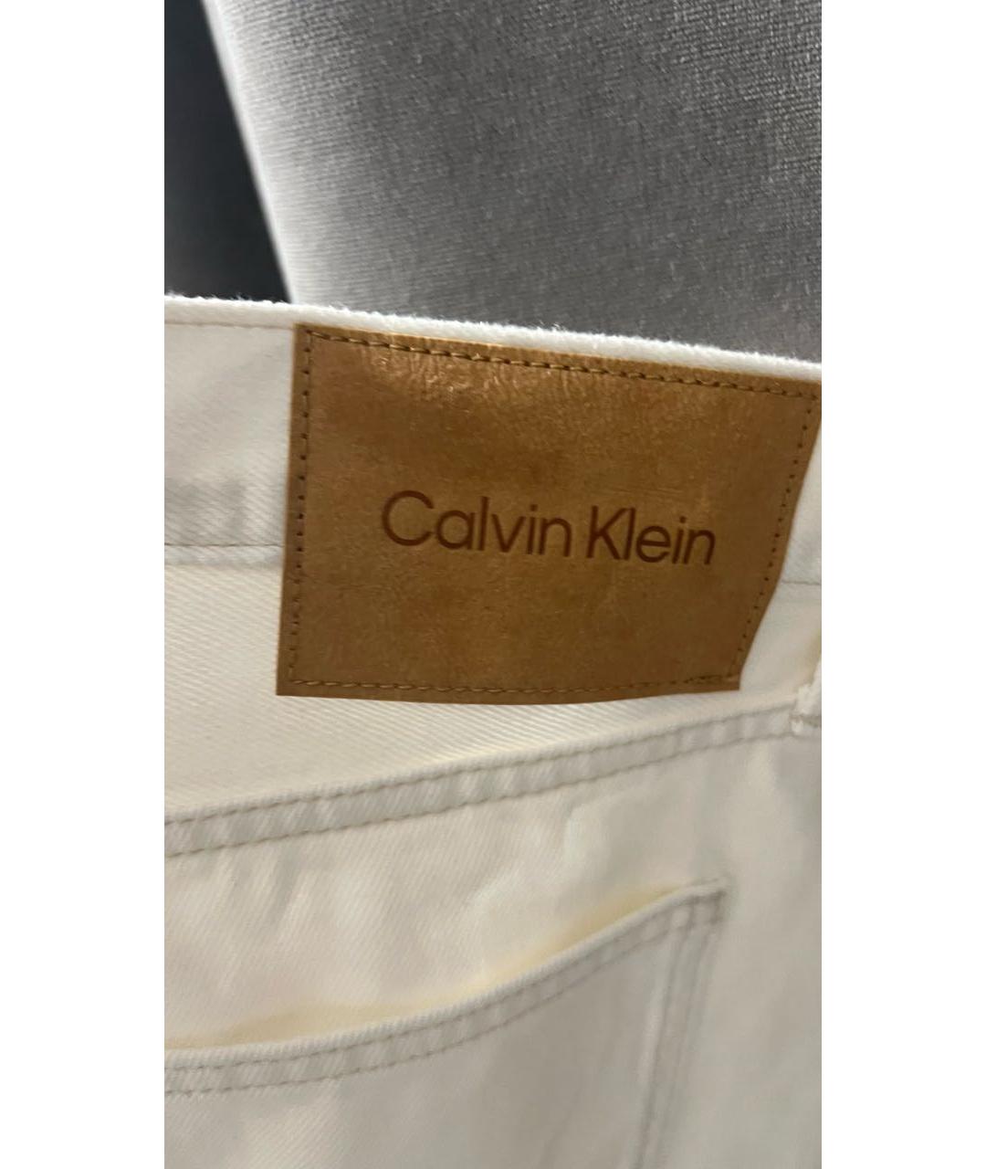 CALVIN KLEIN Белые хлопковые прямые джинсы, фото 6