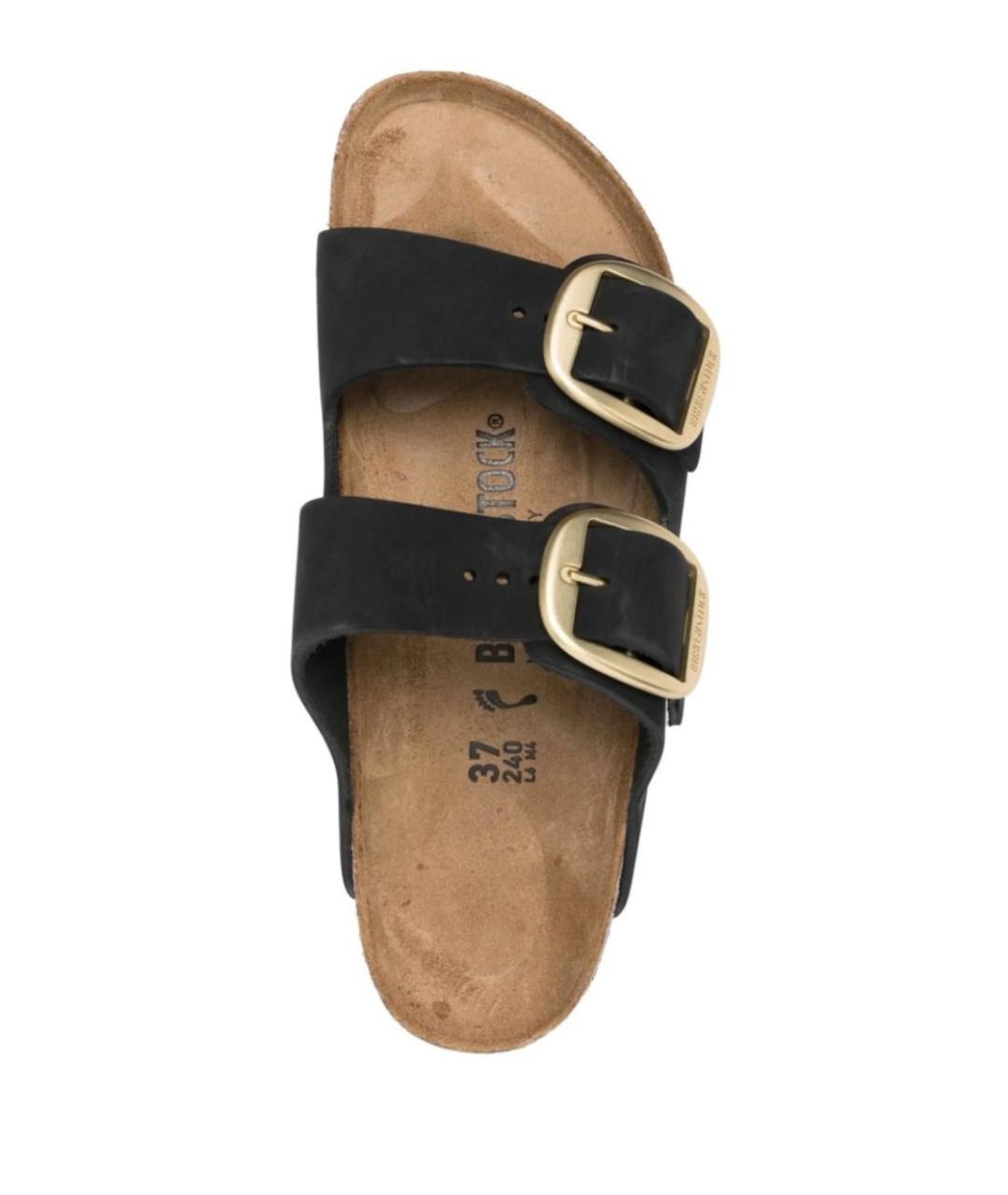 BIRKENSTOCK Черные нубуковые шлепанцы, фото 4