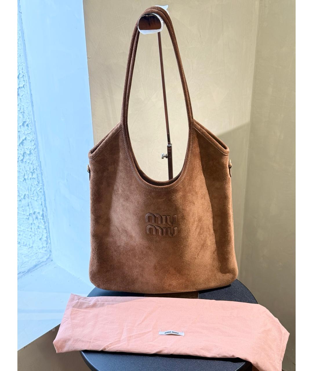 MIU MIU Коричневая замшевая сумка через плечо, фото 8