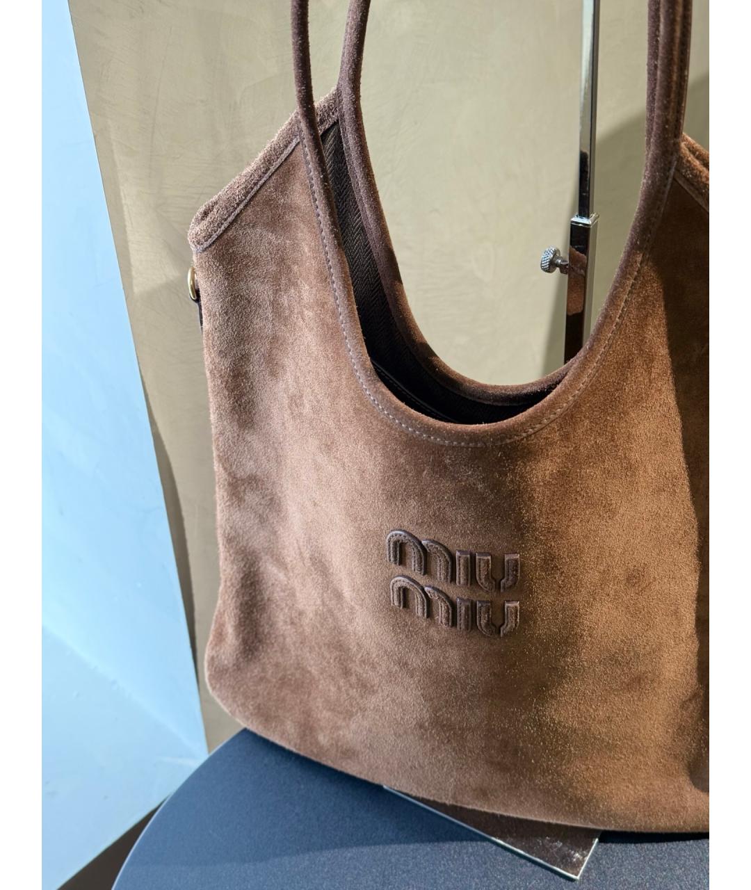 MIU MIU Коричневая замшевая сумка через плечо, фото 4