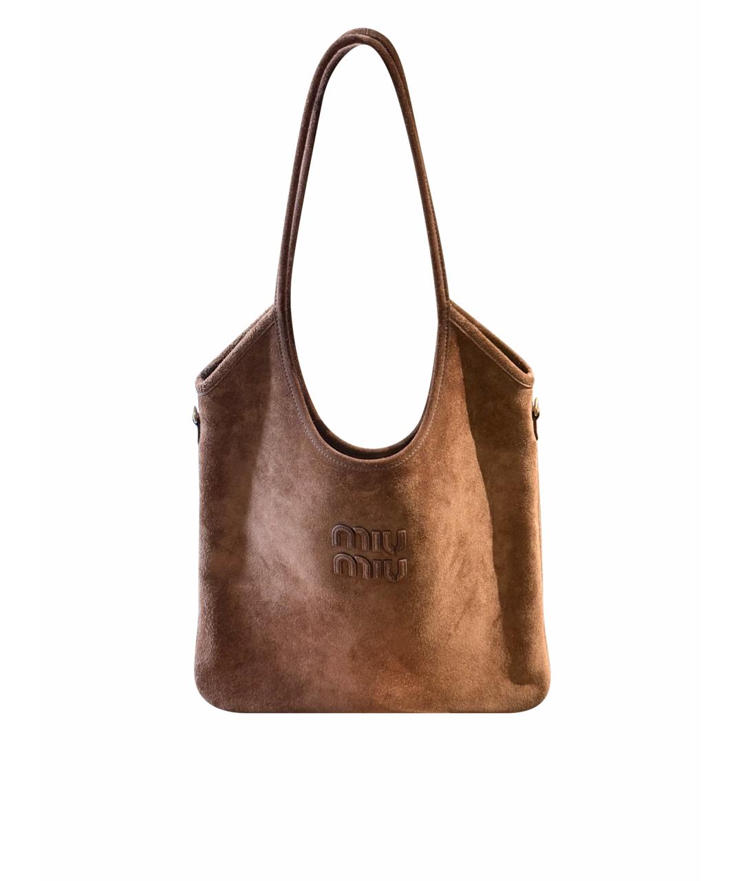 MIU MIU Коричневая замшевая сумка через плечо, фото 1