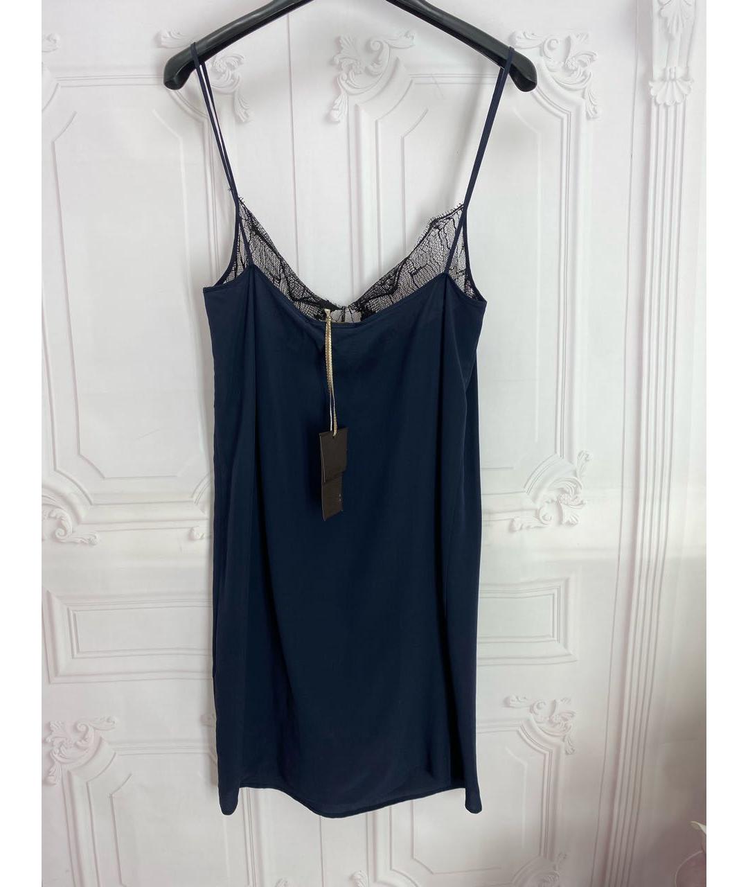 JO NO FUI Темно-синее шелковое платье, фото 2