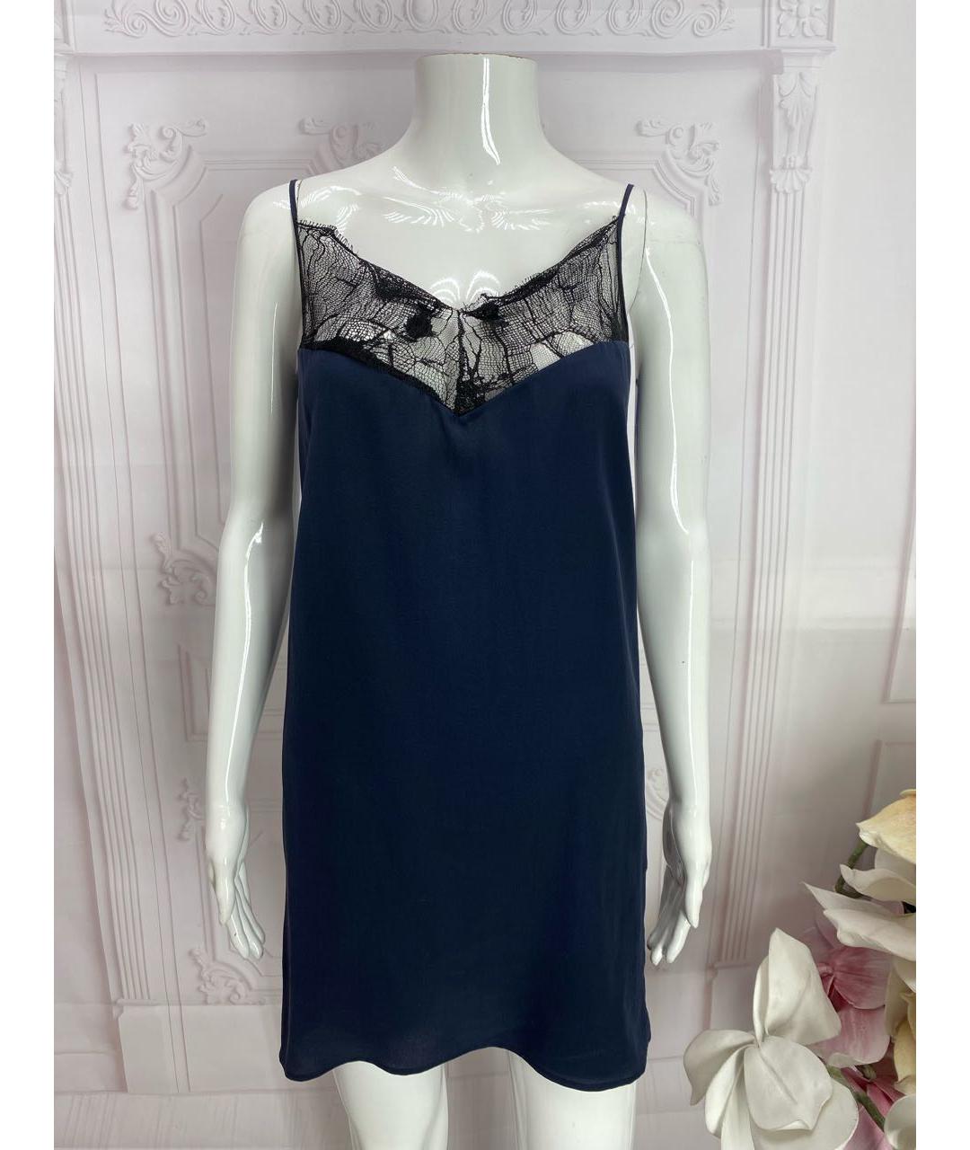JO NO FUI Темно-синее шелковое платье, фото 5