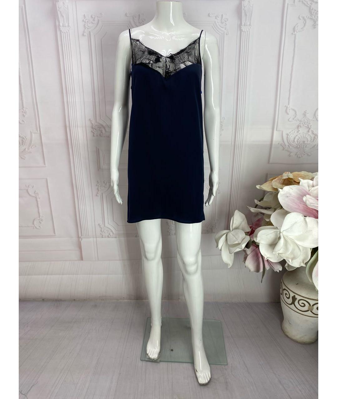 JO NO FUI Темно-синее шелковое платье, фото 7