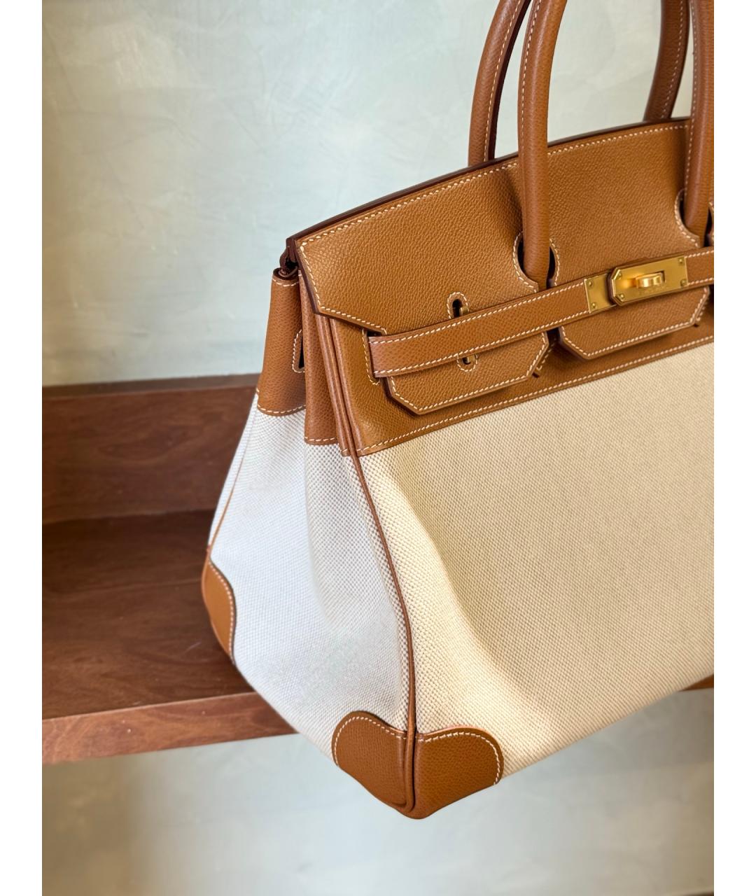 HERMES Коричневая деним сумка с короткими ручками, фото 6