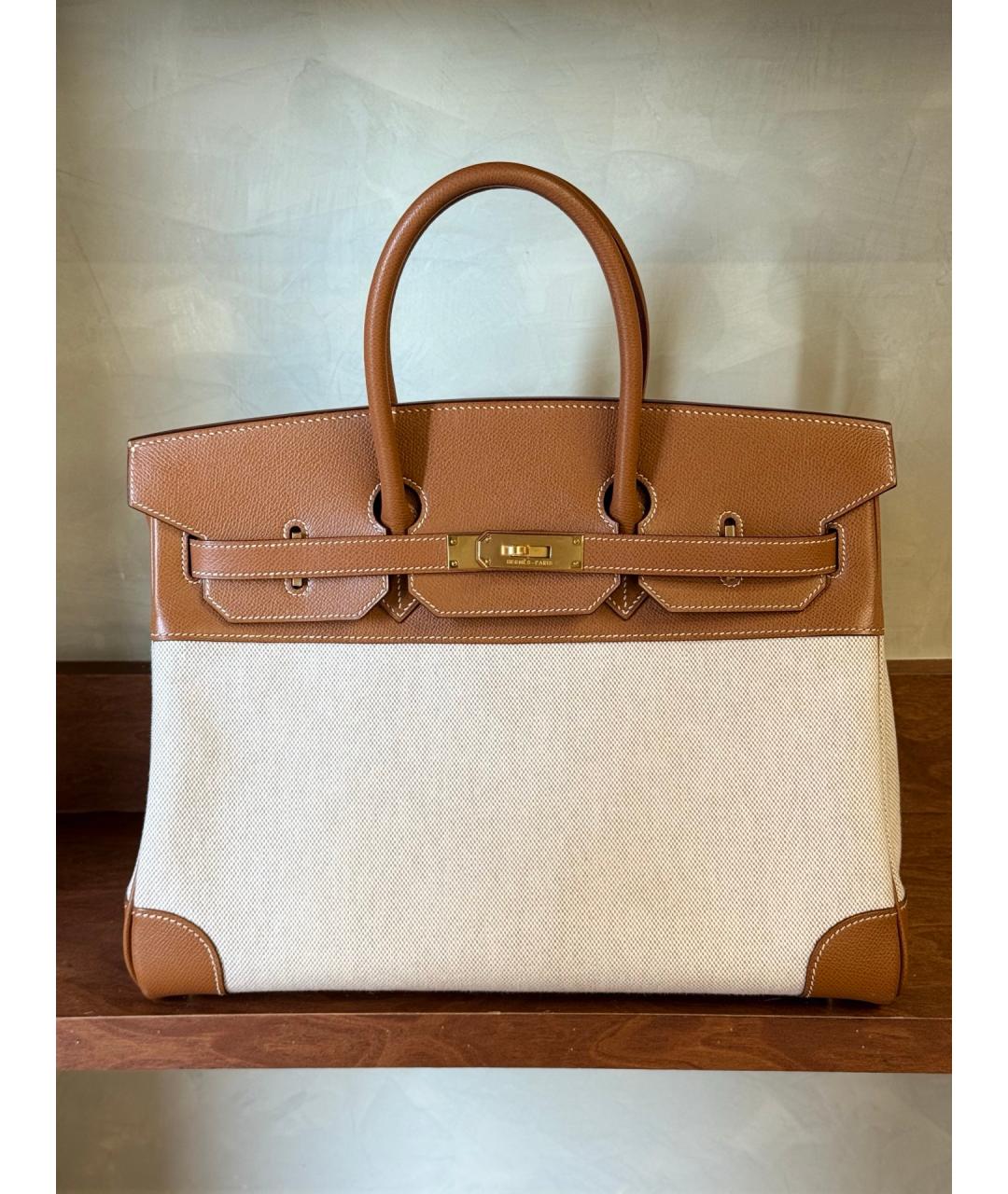 HERMES Коричневая деним сумка с короткими ручками, фото 2