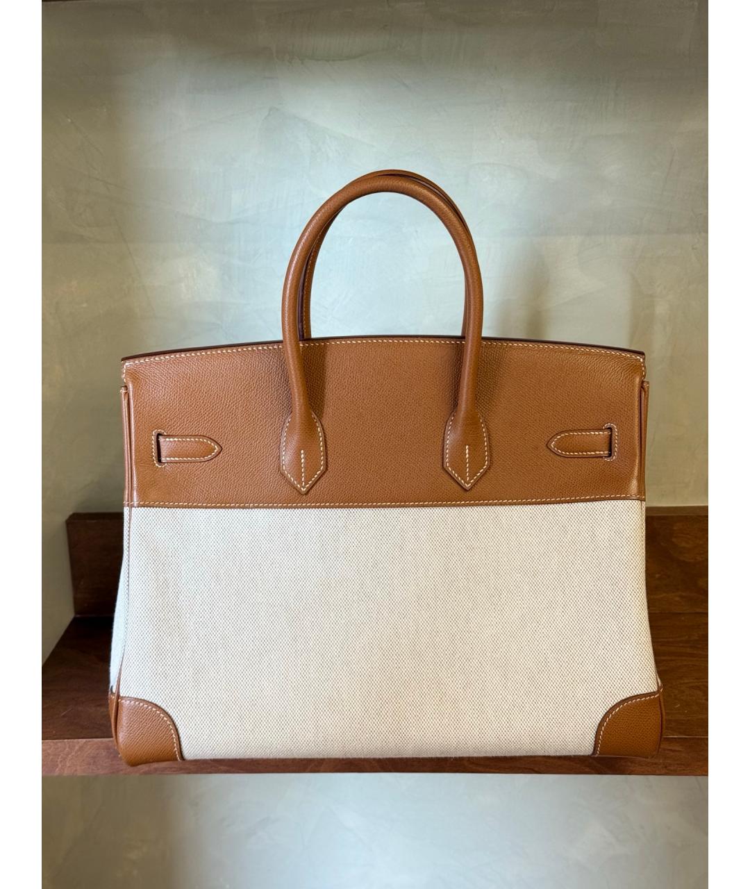 HERMES Коричневая деним сумка с короткими ручками, фото 7