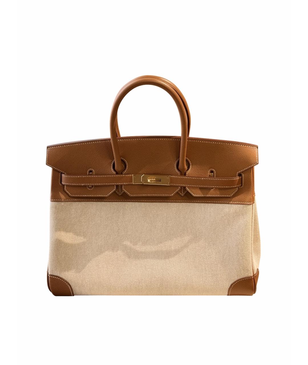 HERMES Коричневая деним сумка с короткими ручками, фото 1