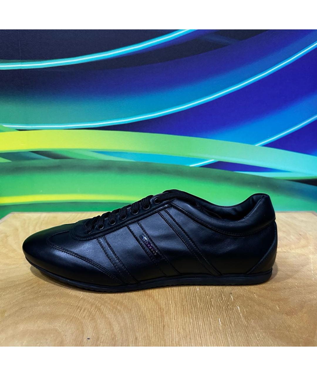 JOHN RICHMOND Черные кожаные низкие кроссовки / кеды, фото 9