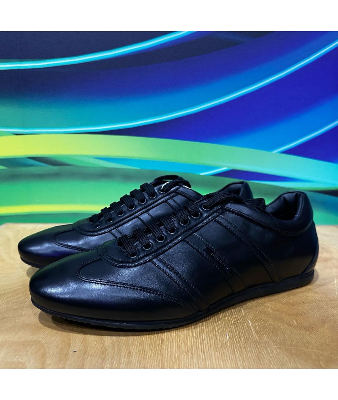 JOHN RICHMOND Черные кожаные низкие кроссовки / кеды, фото 6