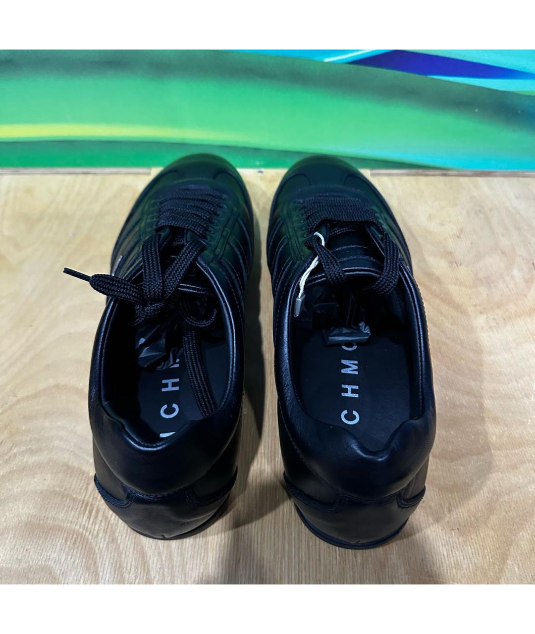 JOHN RICHMOND Черные кожаные низкие кроссовки / кеды, фото 3