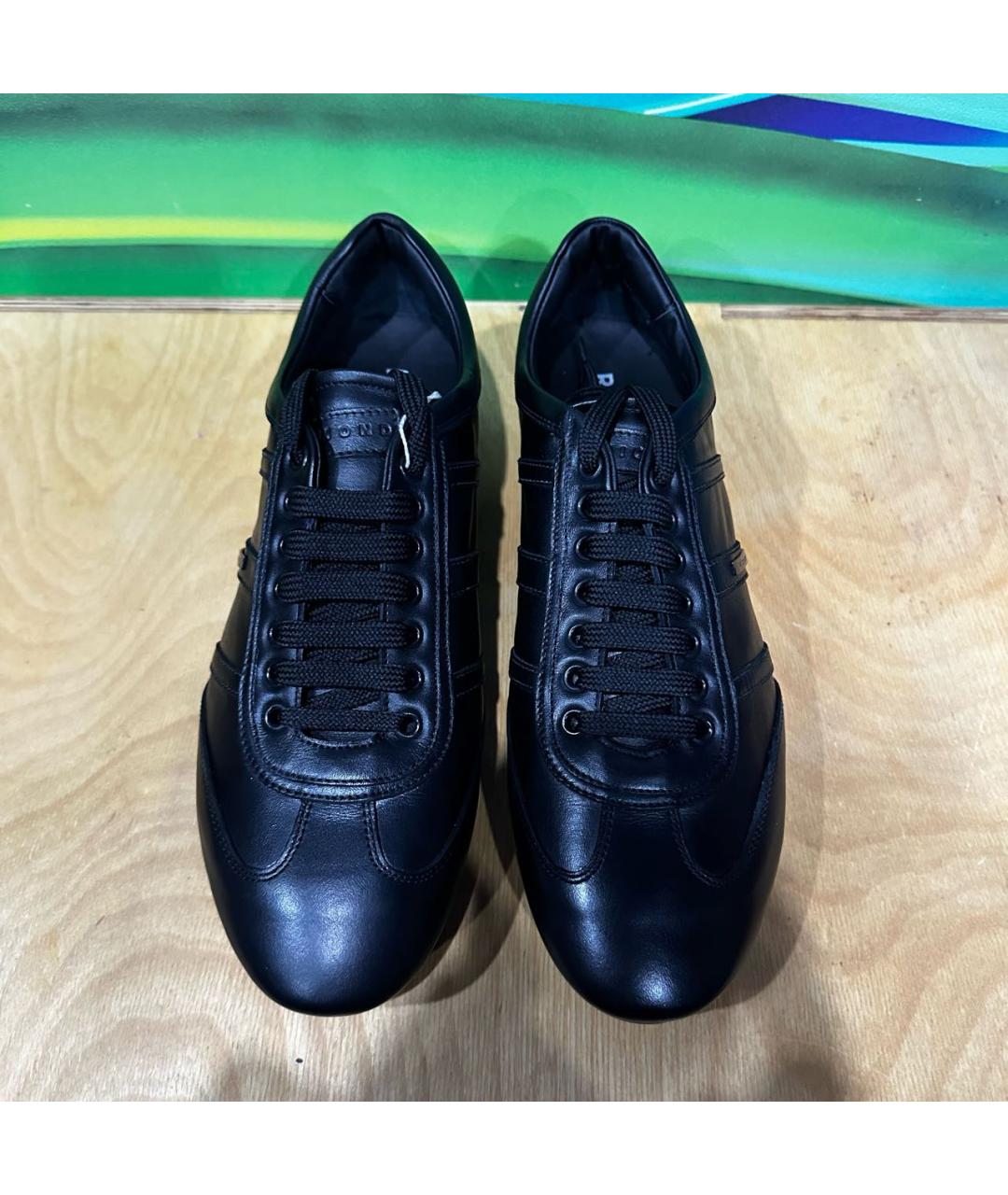 JOHN RICHMOND Черные кожаные низкие кроссовки / кеды, фото 2