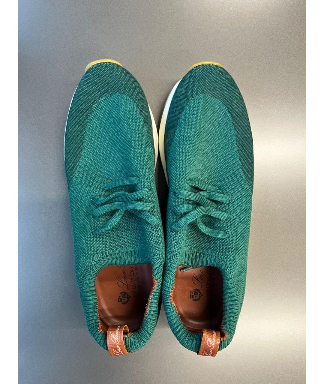 LORO PIANA Зеленые текстильные низкие кроссовки / кеды, фото 3