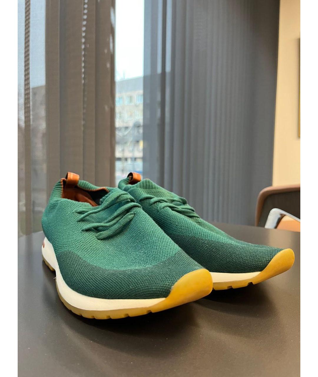 LORO PIANA Зеленые текстильные низкие кроссовки / кеды, фото 2