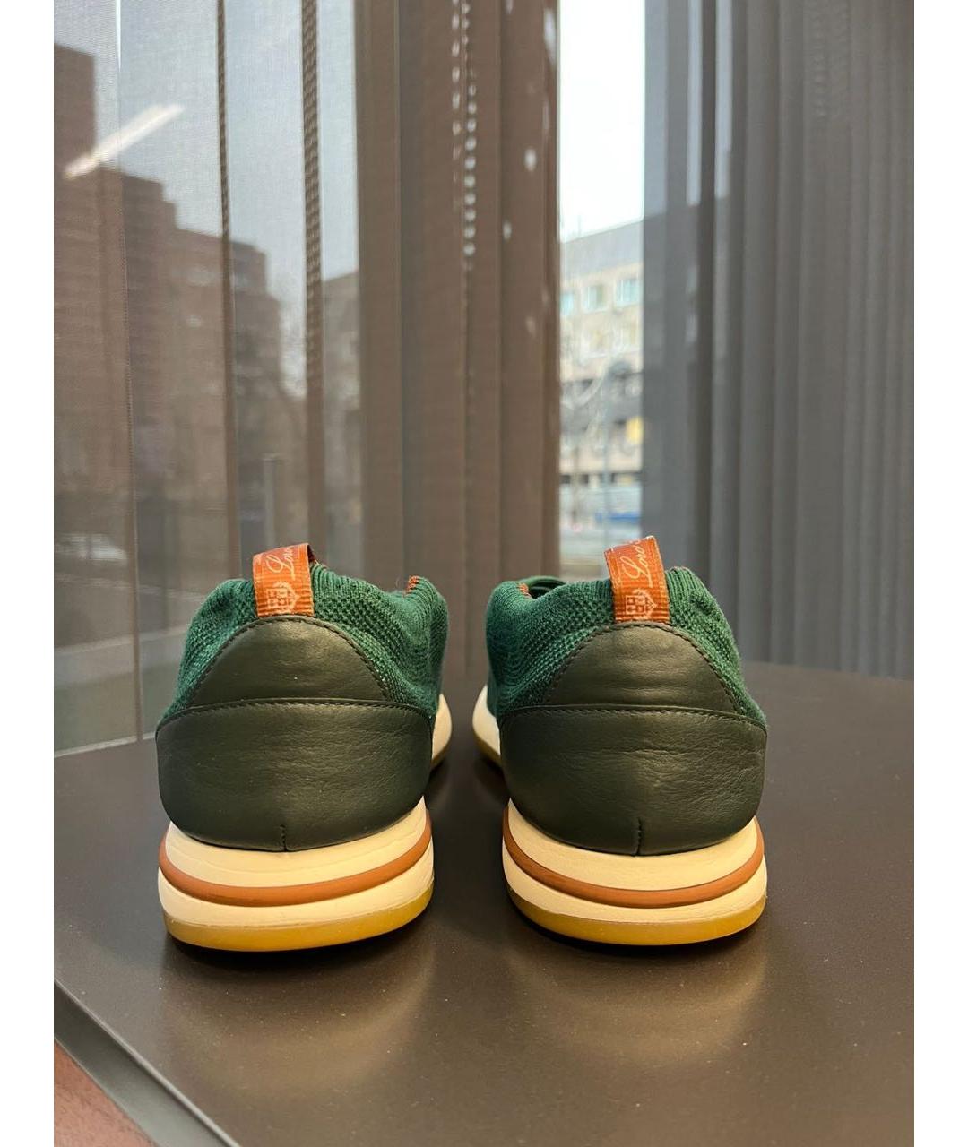 LORO PIANA Зеленые текстильные низкие кроссовки / кеды, фото 4