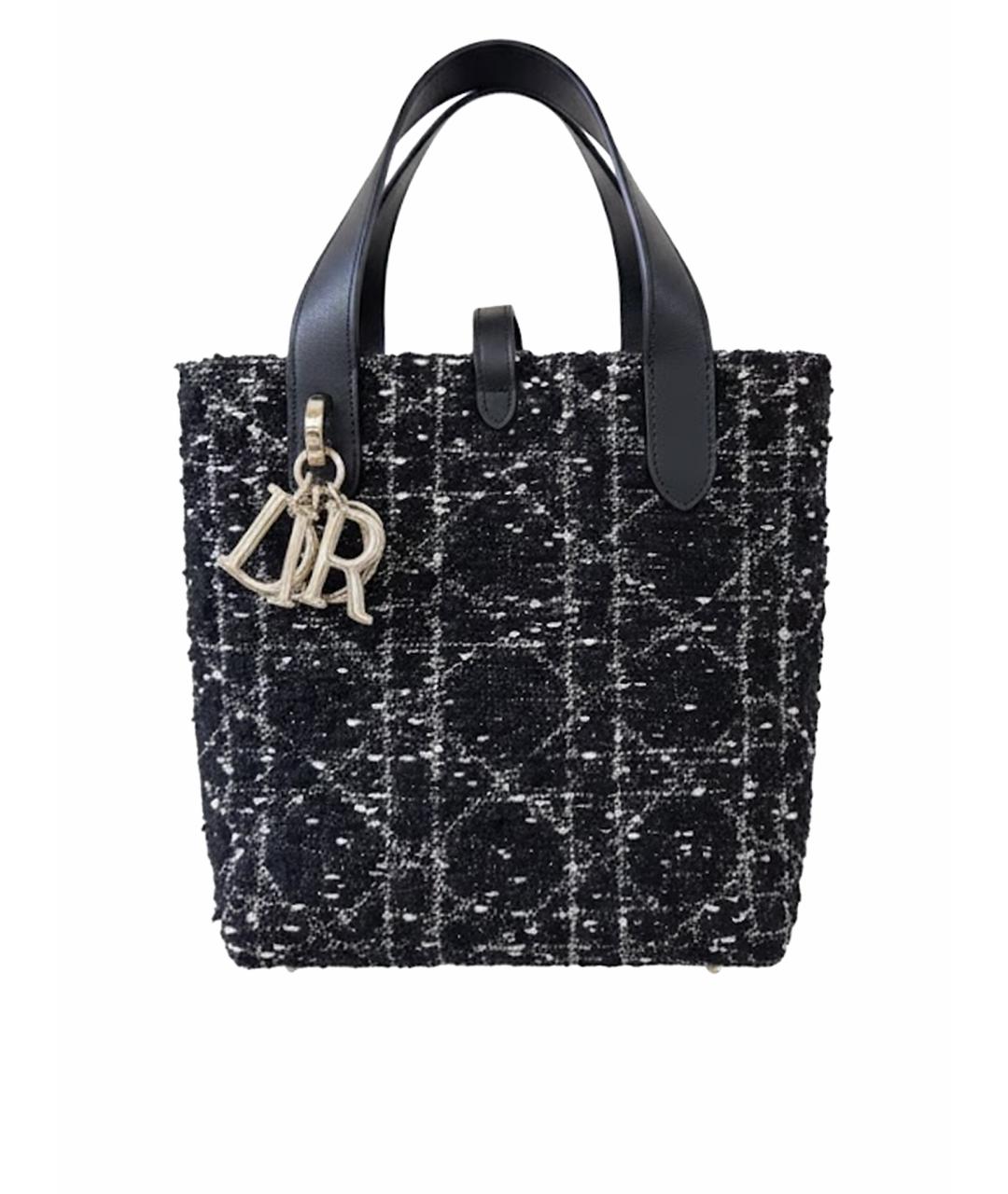 CHRISTIAN DIOR Черная твидовая сумка тоут, фото 1
