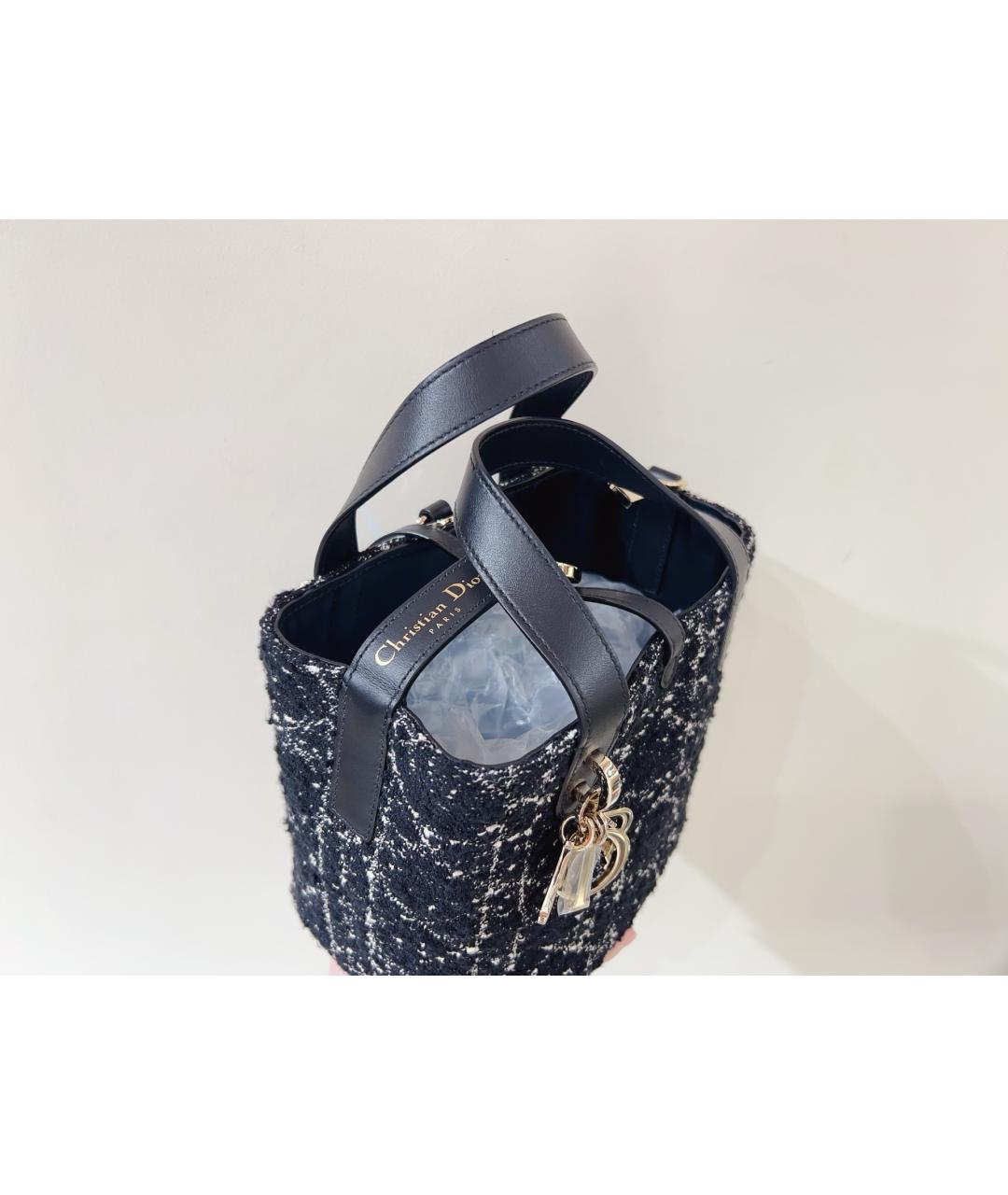 CHRISTIAN DIOR Черная твидовая сумка тоут, фото 3