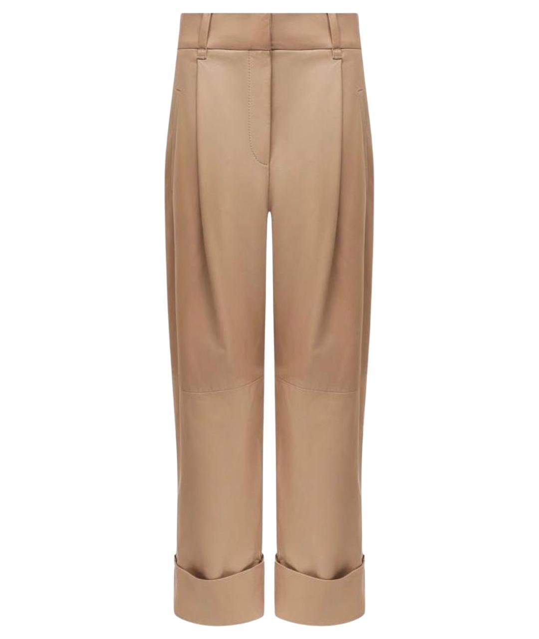 BRUNELLO CUCINELLI Коричневые кожаные брюки широкие, фото 1