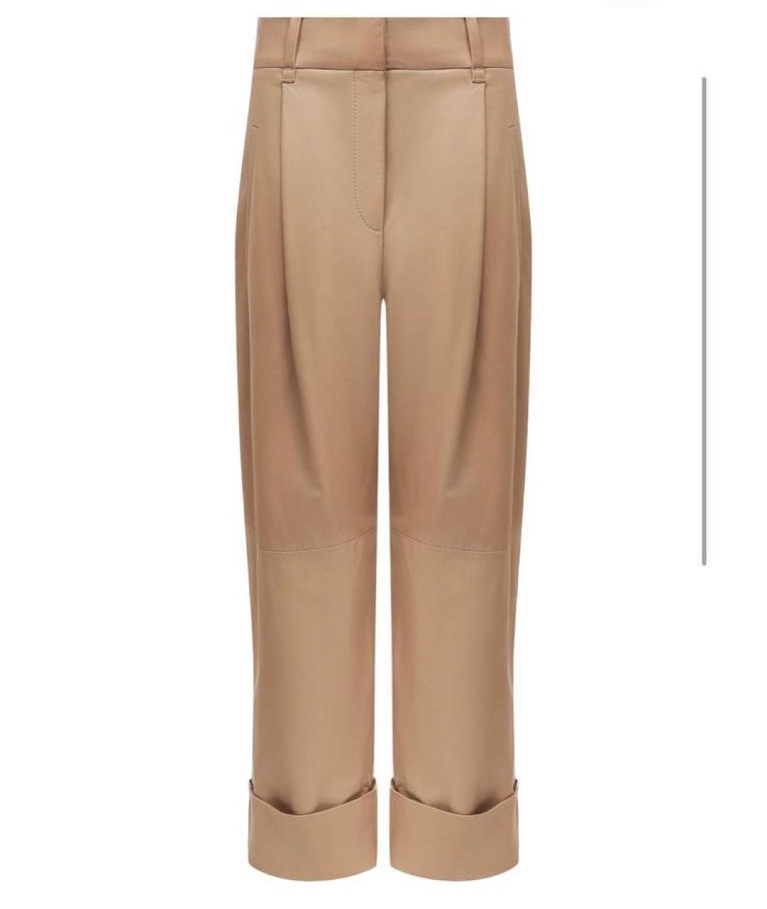 BRUNELLO CUCINELLI Коричневые кожаные брюки широкие, фото 6