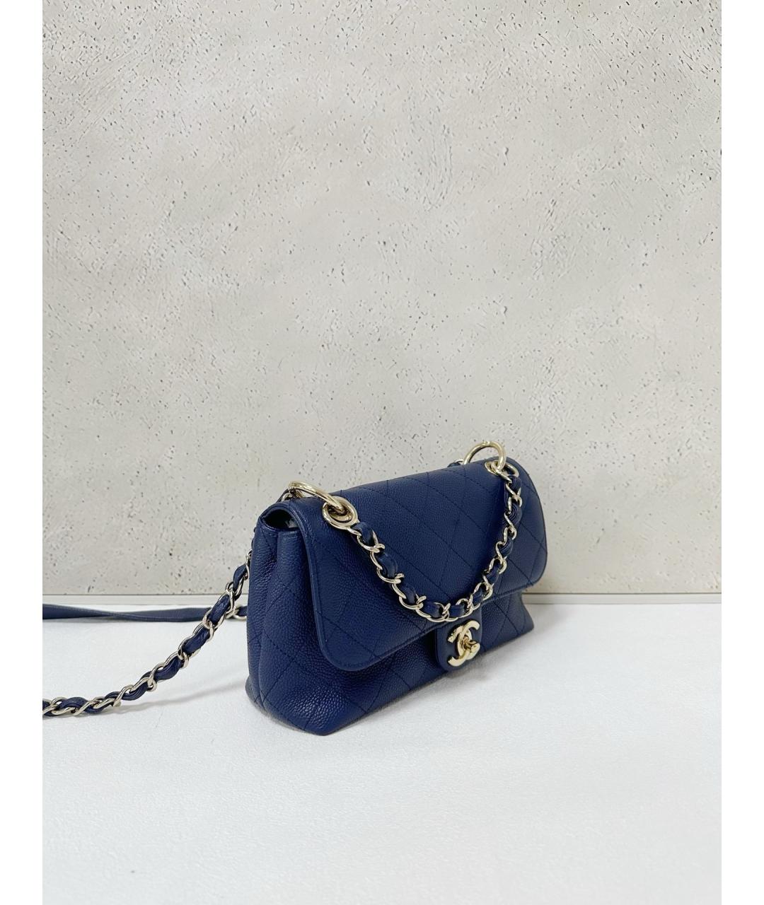CHANEL Темно-синяя кожаная сумка через плечо, фото 3