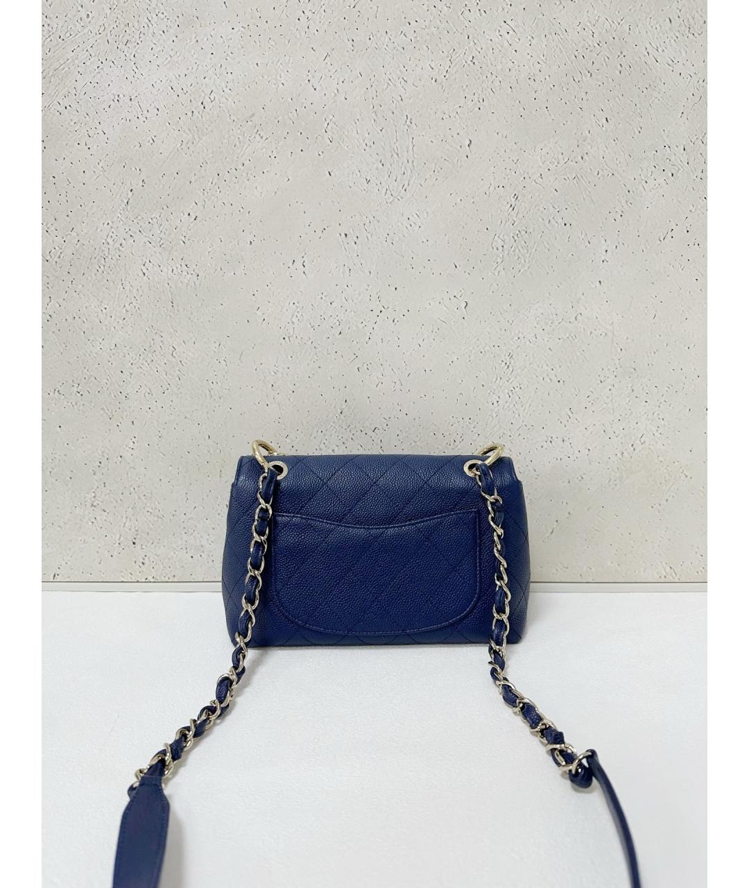 CHANEL Темно-синяя кожаная сумка через плечо, фото 2