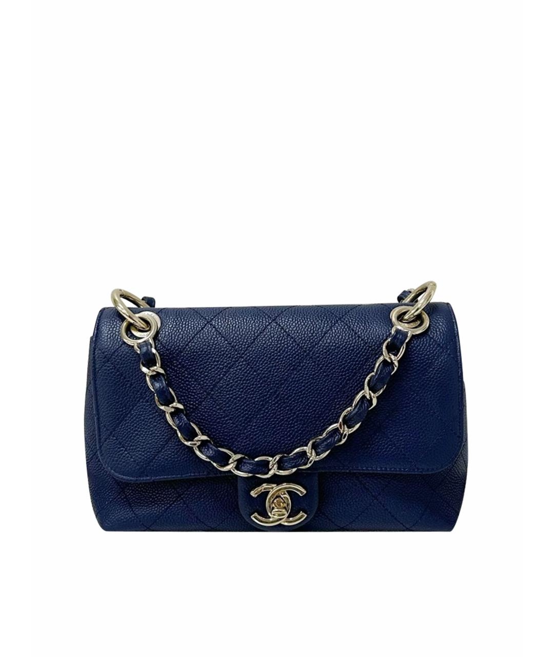 CHANEL Темно-синяя кожаная сумка через плечо, фото 1