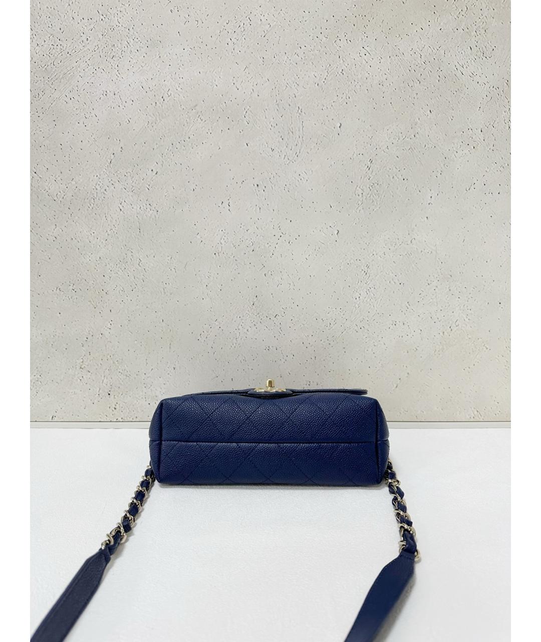 CHANEL Темно-синяя кожаная сумка через плечо, фото 5