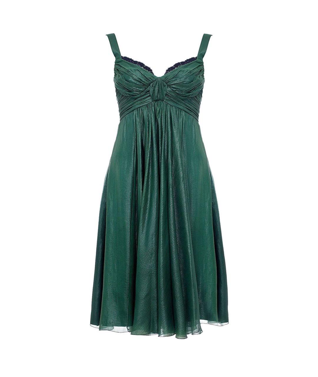 DOLCE&GABBANA Зеленые шелковое коктейльное платье, фото 1