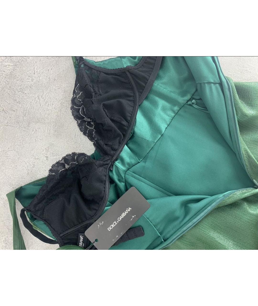 DOLCE&GABBANA Зеленые шелковое коктейльное платье, фото 3