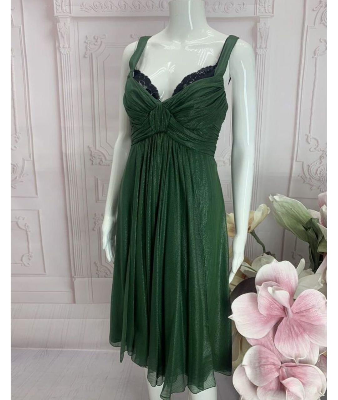 DOLCE&GABBANA Зеленые шелковое коктейльное платье, фото 5