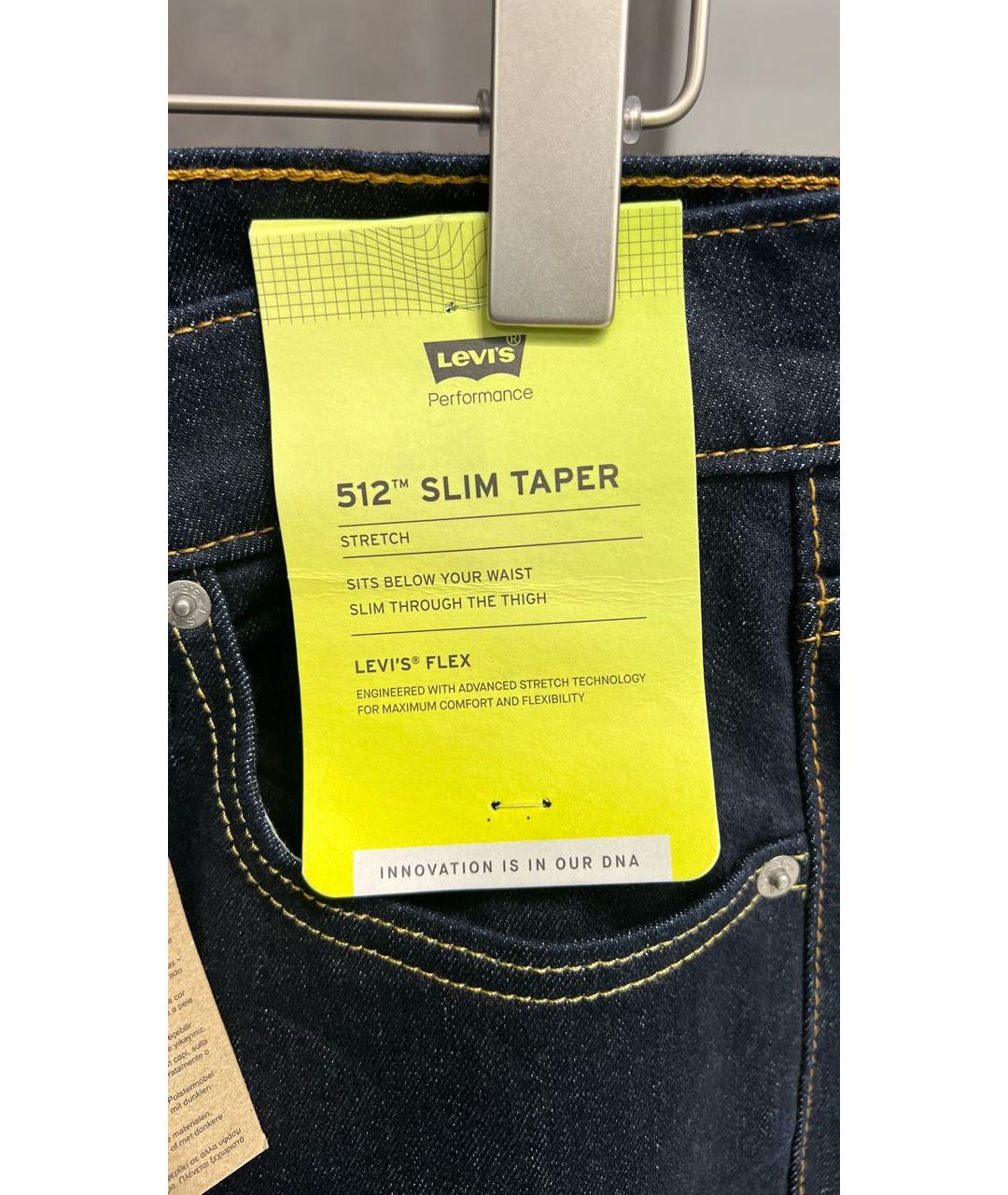 LEVI'S Темно-синие хлопко-эластановые прямые джинсы, фото 6