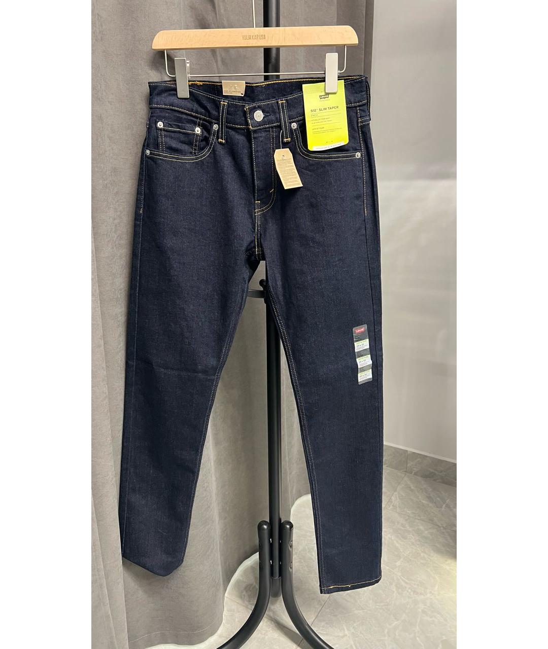 LEVI'S Темно-синие хлопко-эластановые прямые джинсы, фото 8