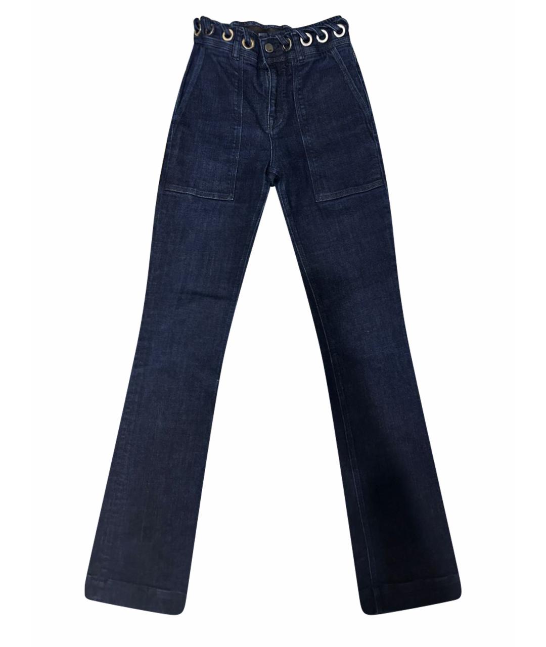 VICTORIA BECKHAM Темно-синие хлопко-эластановые джинсы клеш, фото 1