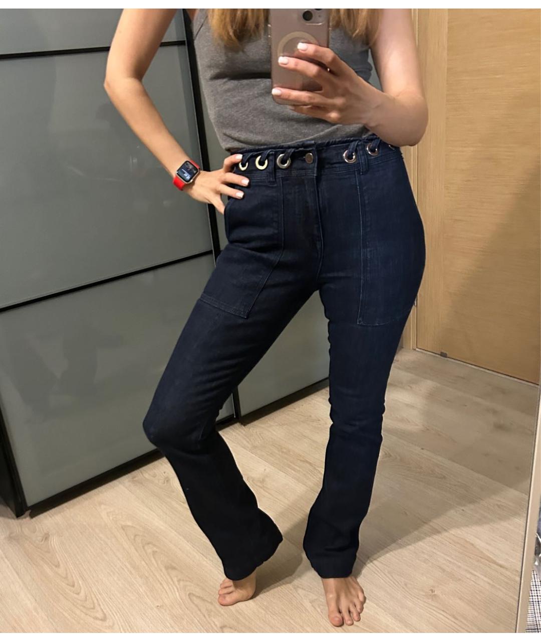 VICTORIA BECKHAM Темно-синие хлопко-эластановые джинсы клеш, фото 8