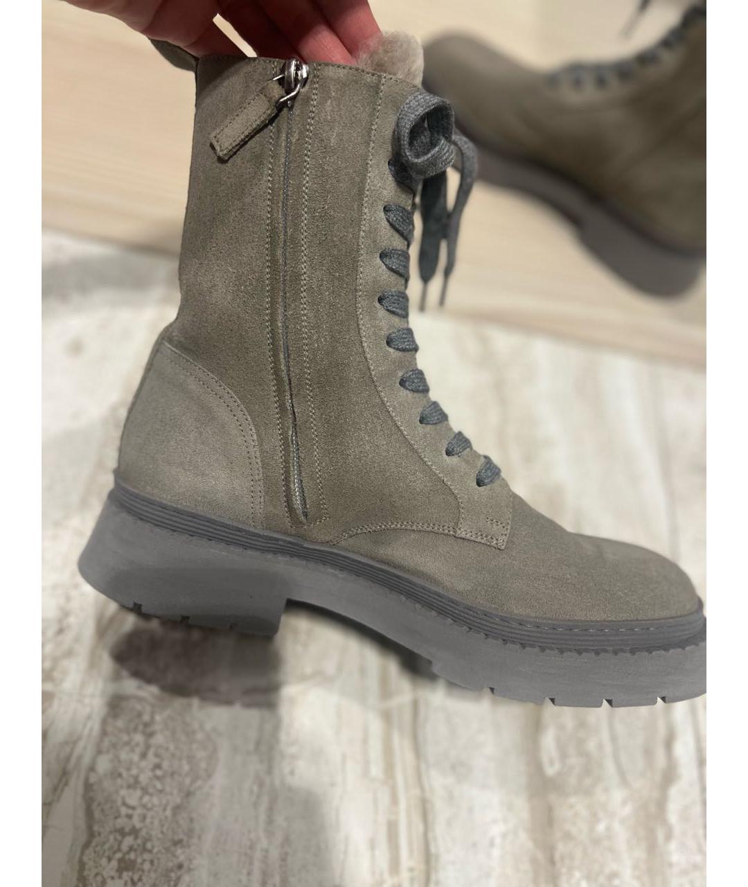 BRUNELLO CUCINELLI Серые замшевые ботинки, фото 4