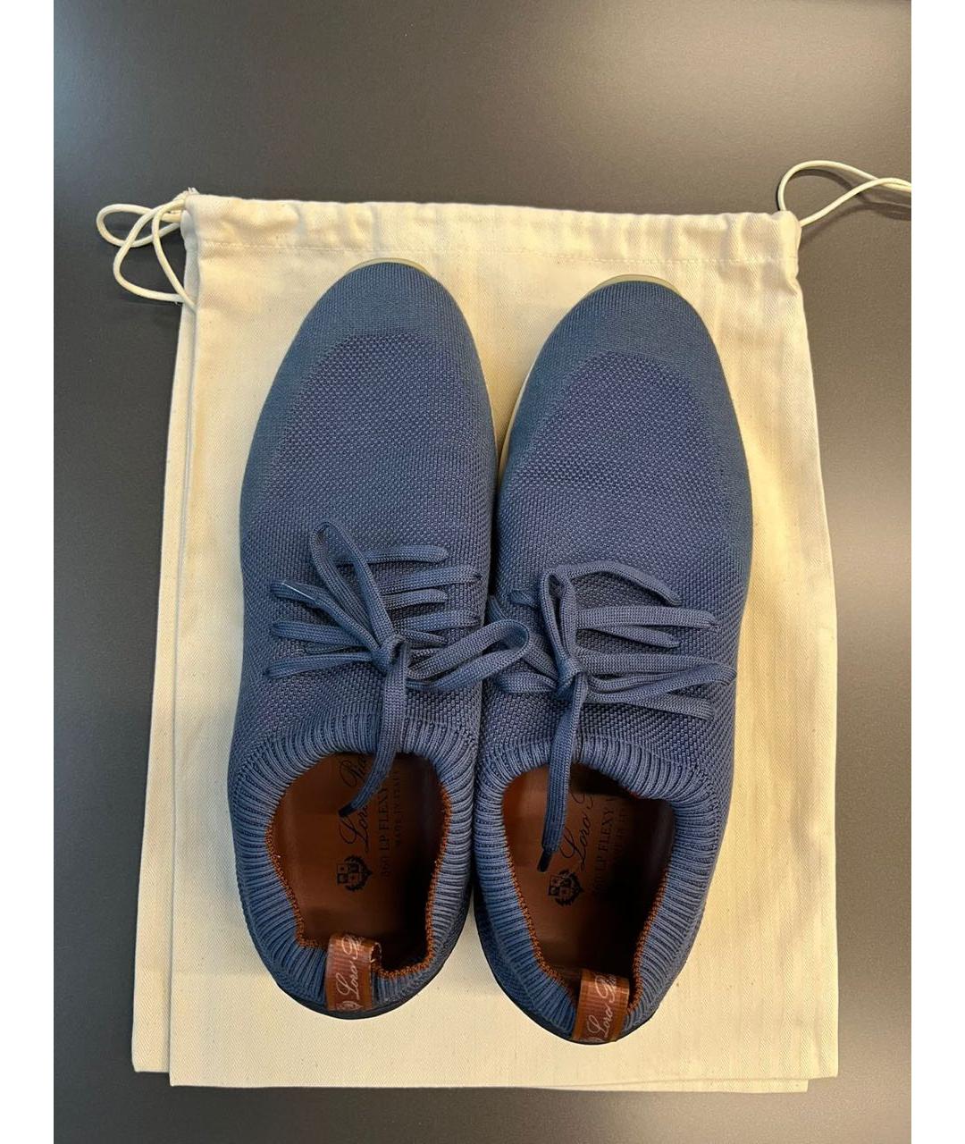 LORO PIANA Синие текстильные низкие кроссовки / кеды, фото 2