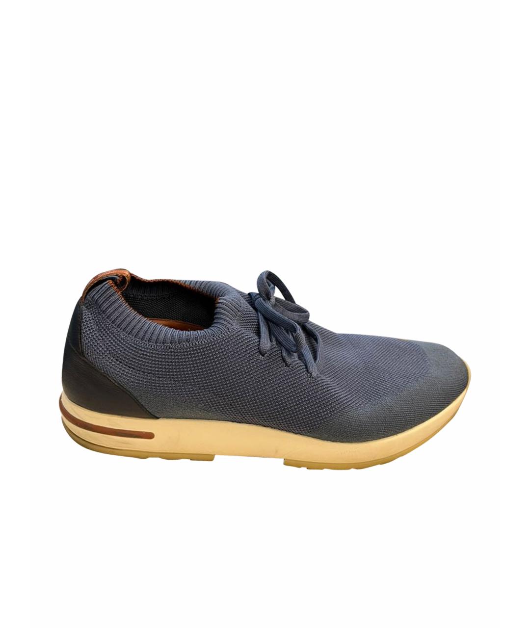 LORO PIANA Синие текстильные низкие кроссовки / кеды, фото 1