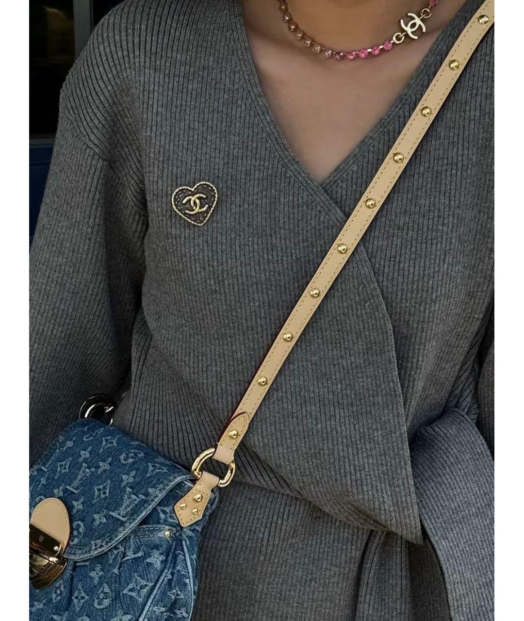 CHANEL Темно-синяя металлическая булавка / брошь, фото 4